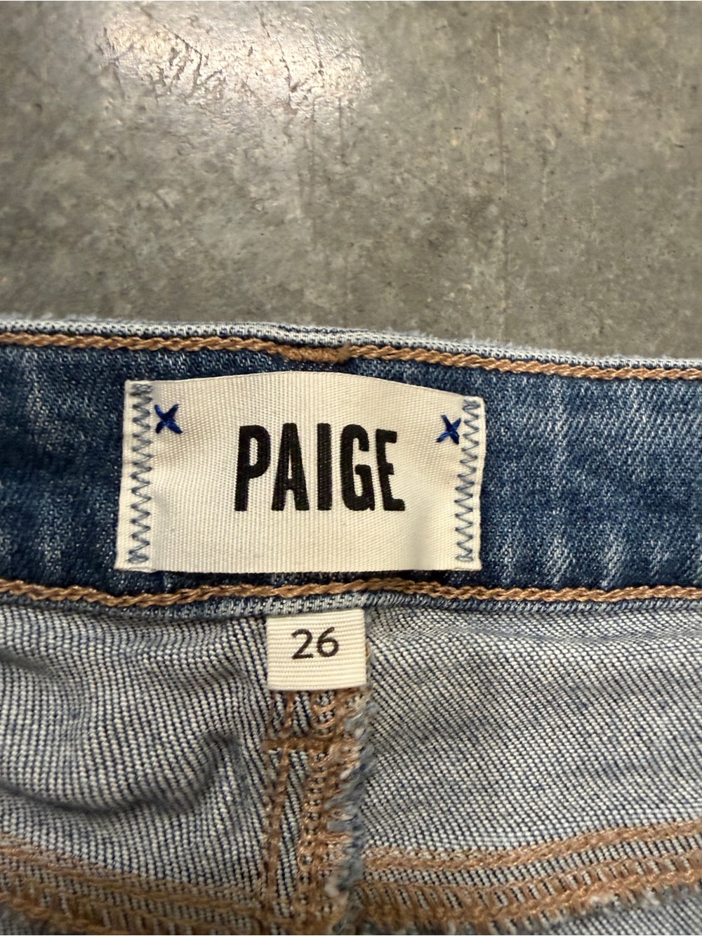 PAIGE Blue Distressed Denim Jean Shorts - Picture 2 of 6